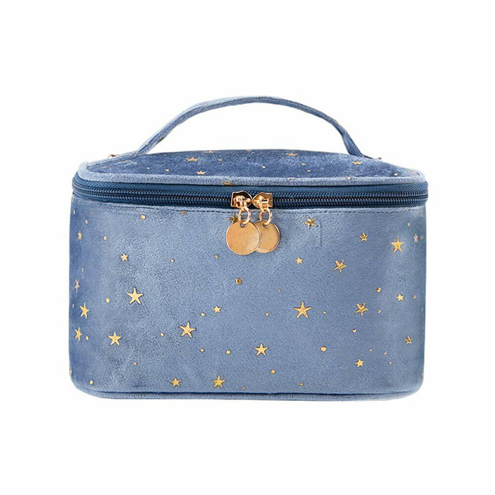 Velvet Cosmetic Makeup Bags 8x5.5x5.1 Inch With Handle Brush Holder